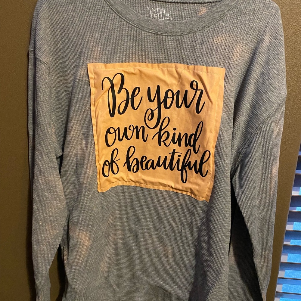 Hand designed women’s long sleeve shirt, size XL